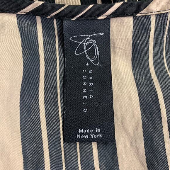 MARIA CORNEJO Size XS Black Beige Viscose Blend Stripe Tunic Long Dress - Picture 5 of 7